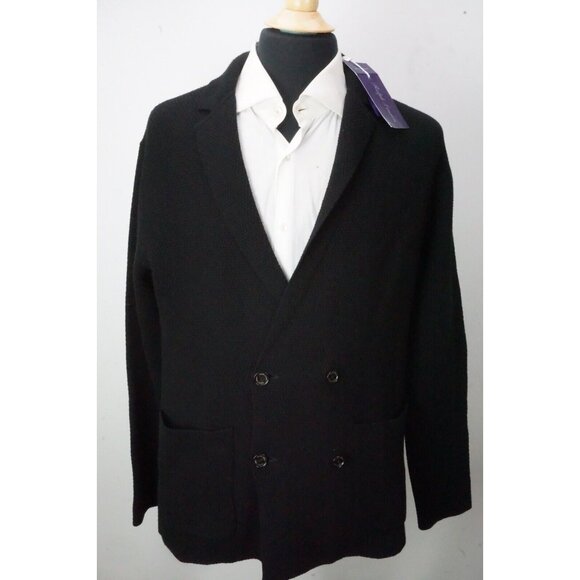 Ralph Lauren Purple Label RLPL Riviera Wool Black Shawl Cardigan Jacket XL NEW